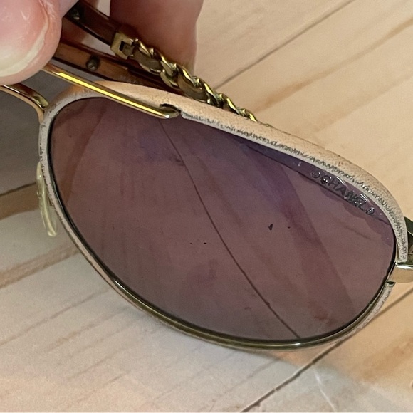 Chanel Pink Mirrored Aviator Pilot Sunglasses Gold Accents with Case - Picture 5 of 16